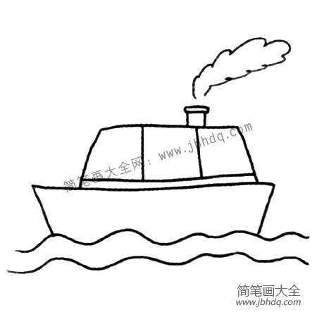 海面航行的轮船简笔画教程