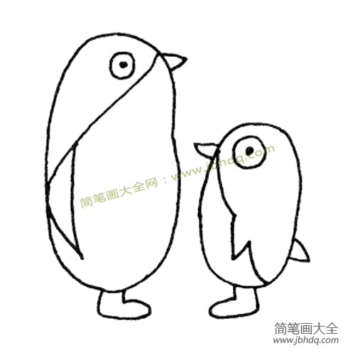 企鹅爸爸和小企鹅简笔画