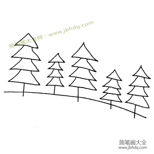一组简单的松树简笔画