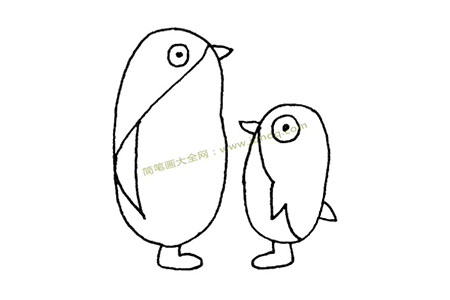 企鹅爸爸和小企鹅简笔画