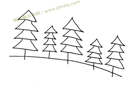一组简单的松树简笔画
