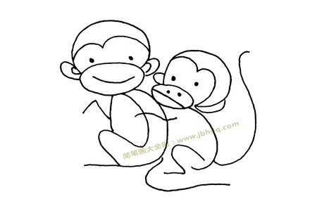 简单的两只猴子简笔画图片