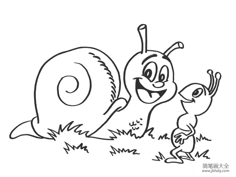 蜗牛和蚂蚁的简笔画图片