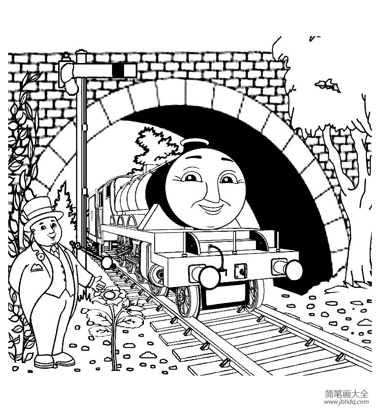 行驶在桥下的托马斯小火车