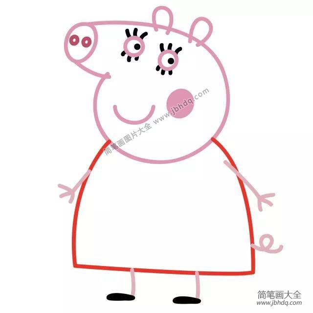 小猪佩奇简笔画教程：画猪妈妈