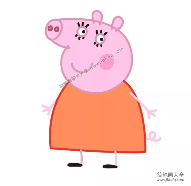 小猪佩奇简笔画教程：画猪妈妈