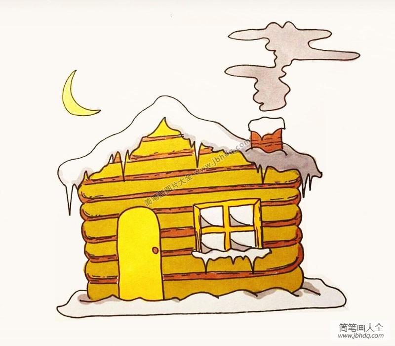 分步学画：冬天的雪屋