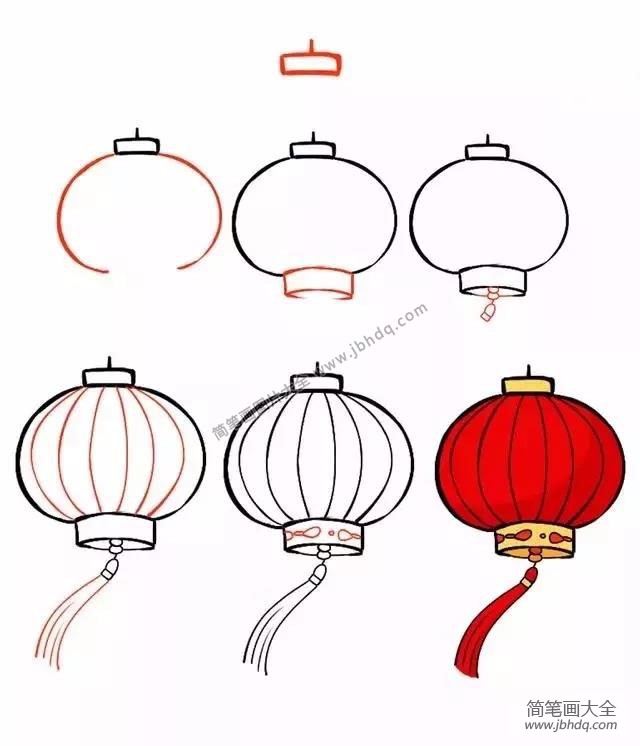 春节灯笼的画法2