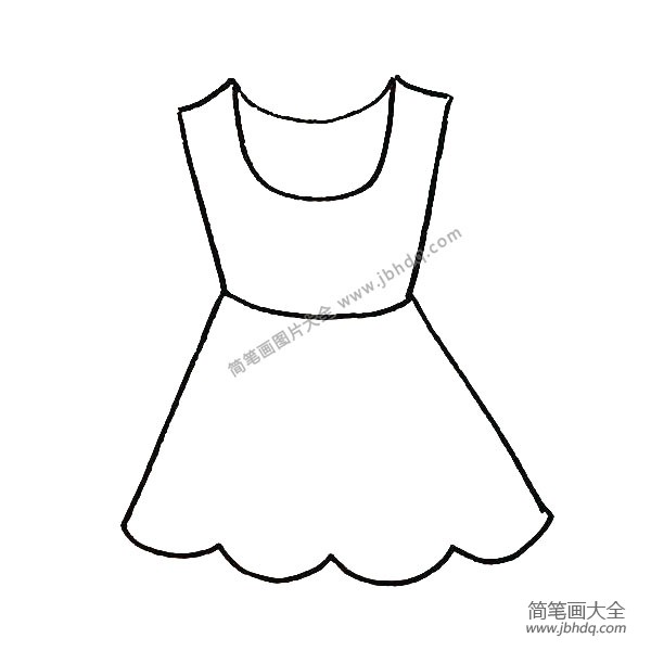 第4步：画出裙摆用波浪线连接底部。