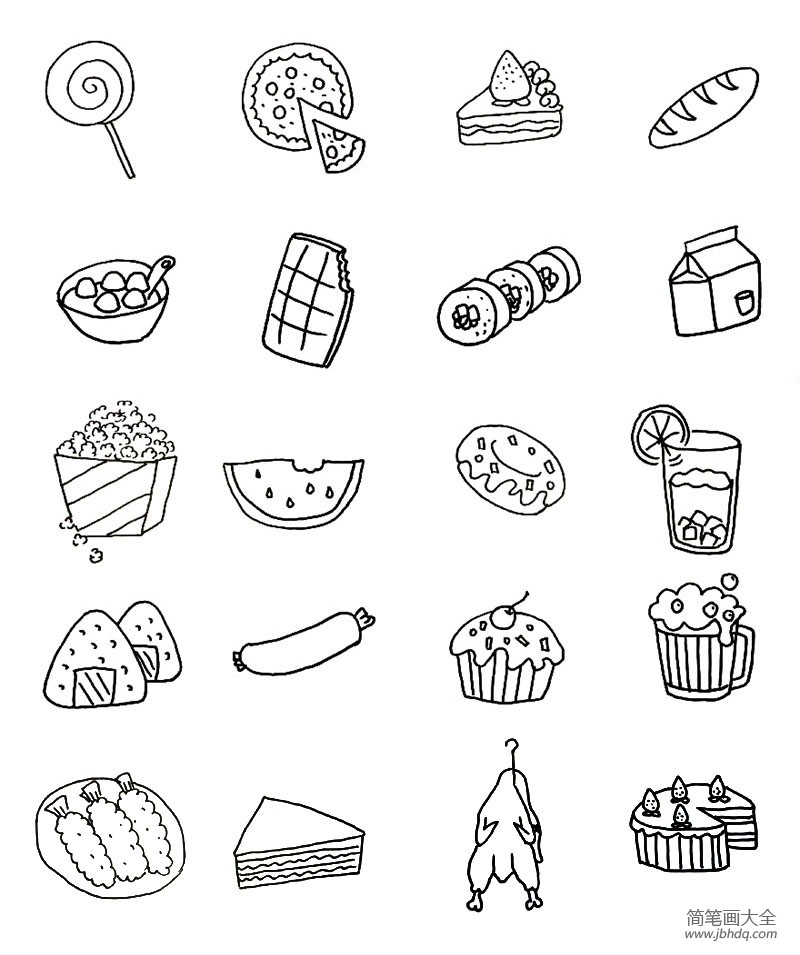 食物绘画黑白图片