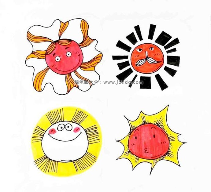 4种卡通太阳的画法