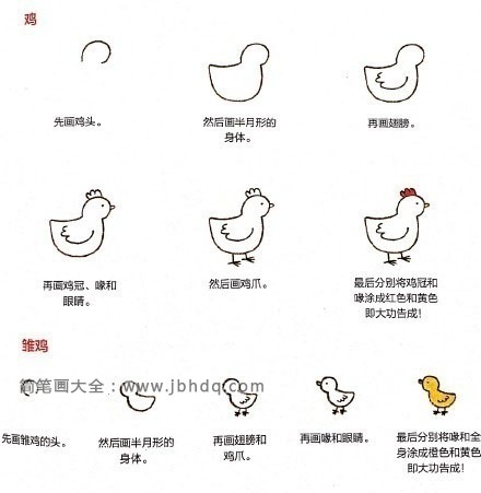 鸡的简笔画法步骤图片