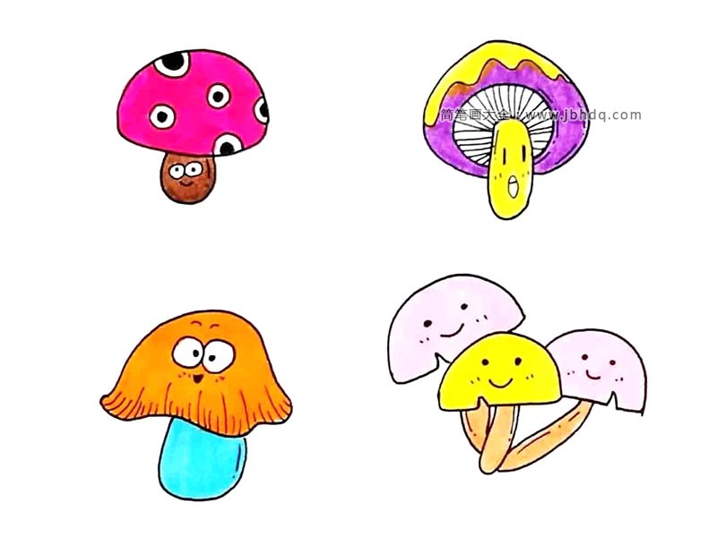 蘑菇卡通形象彩色简笔画图片1