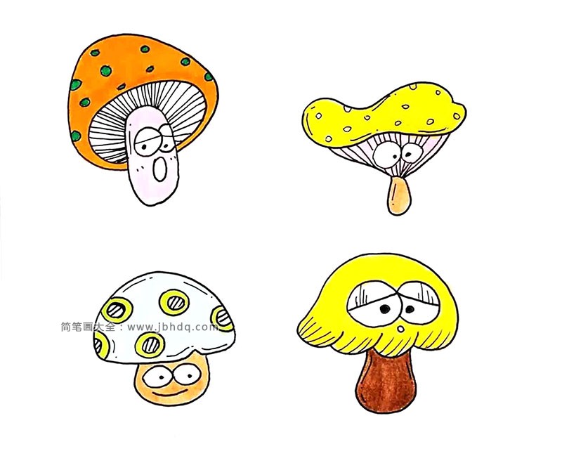 蘑菇卡通形象彩色简笔画图片2