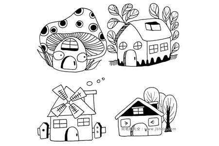 12种卡通房子的简笔画图片