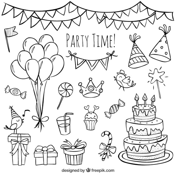 生日party的简笔画图片