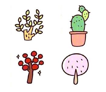 四种植物简笔画的画法步骤图