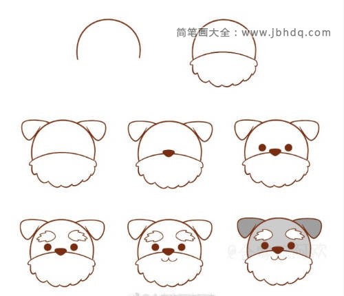 第5种小狗的头像画法步骤图