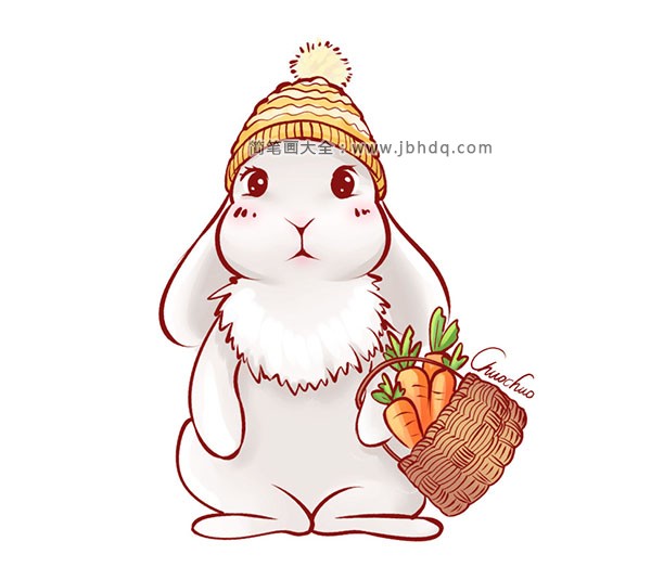 分步学画：提着胡萝卜的小白兔