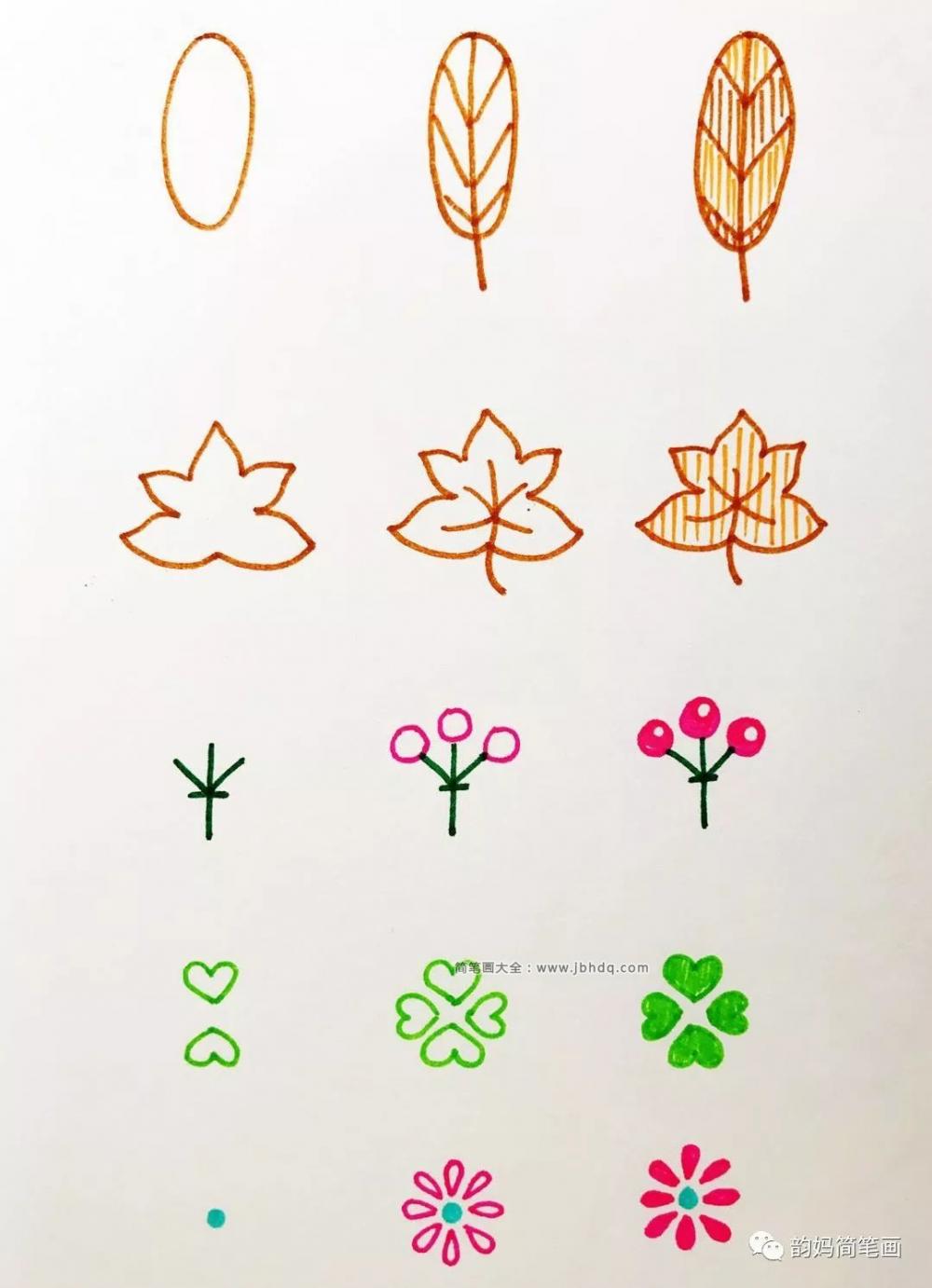 宝宝画树叶简单画法图片