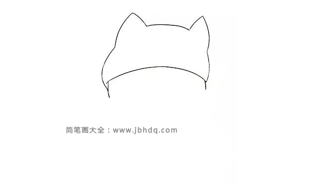 1.首先画出玻尿酸鸭头上戴的猫咪帽子，再画出它的太阳穴部位。