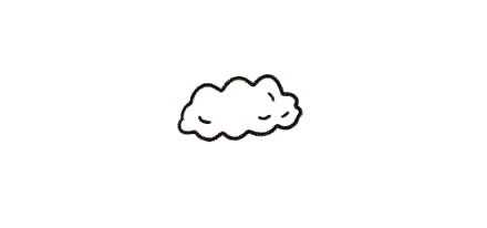 1.我们首先画出一朵白云，这个就是小羊肖恩头上的羊毛啦，软绵绵的感觉噢!