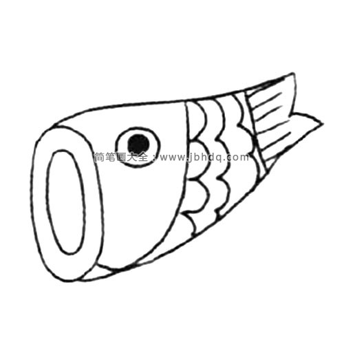 3.用波浪线表现出鱼鳞，并画出眼睛。