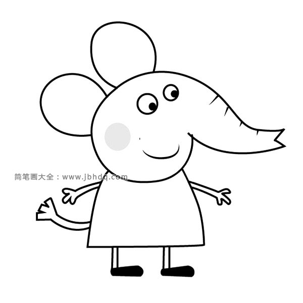 小猪佩奇之小象艾米丽简笔画