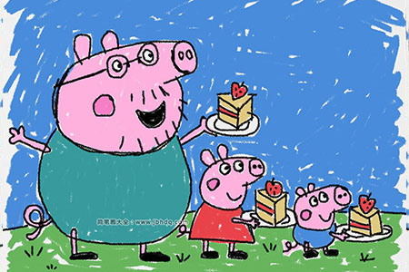 小猪佩奇之猪爸爸、佩奇和乔治吃蛋糕