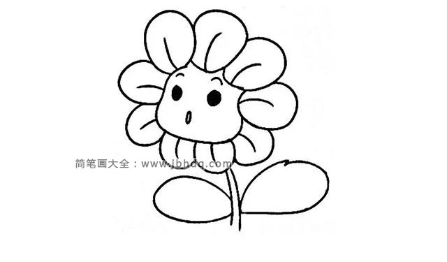 6步画可爱的卡通向日葵简笔画