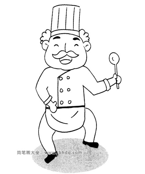 开心的厨师简笔画图片