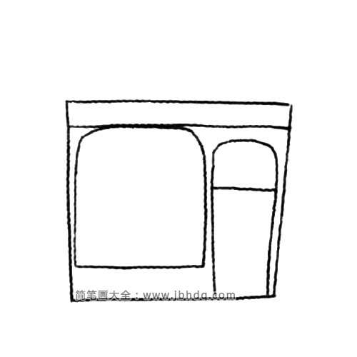 2.再画大橱窗和门。