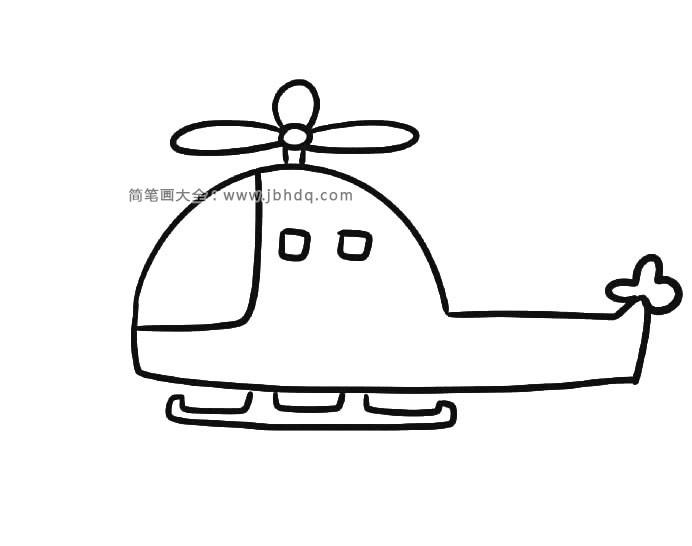 7.画完着陆杆再画直升机的尾桨