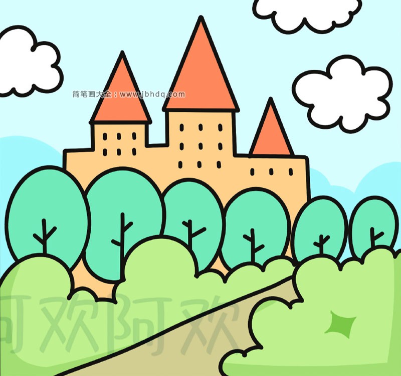 漂亮的城堡简笔画图片