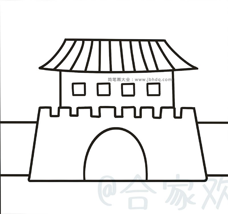 古代城门简笔画图片