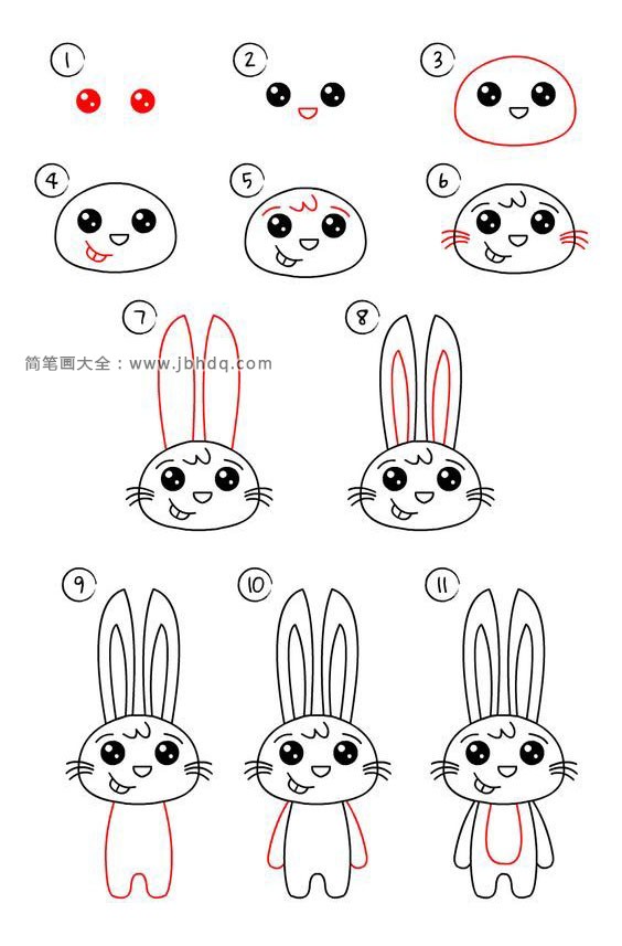 卡通小兔子简笔画步骤图片