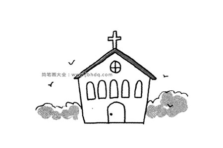 老建筑教堂简笔画