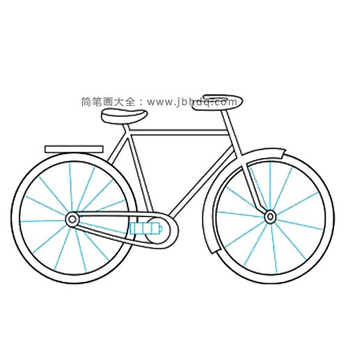 9.画自行车的踏板和轮子的钢丝。