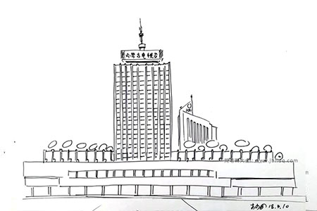 内蒙古电视台建筑简笔画