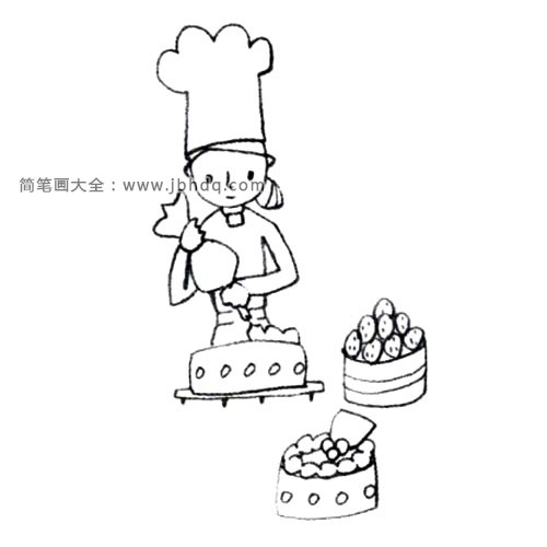 蛋糕师简笔画简单图片