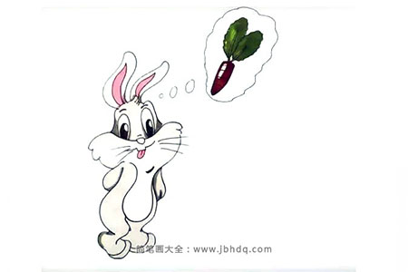 简笔画教程：画想吃胡萝卜的小兔子