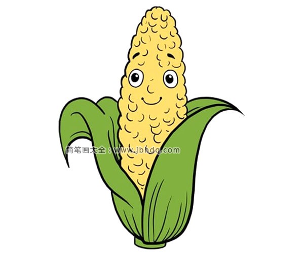 如何画卡通玉米