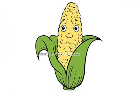 如何画卡通玉米