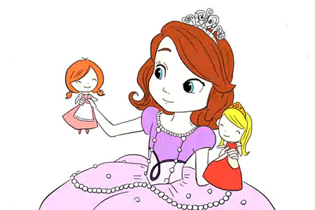 可爱的小公主苏菲亚与可爱的玩偶
