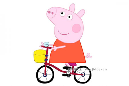 一步一步学画小猪佩奇骑自行车