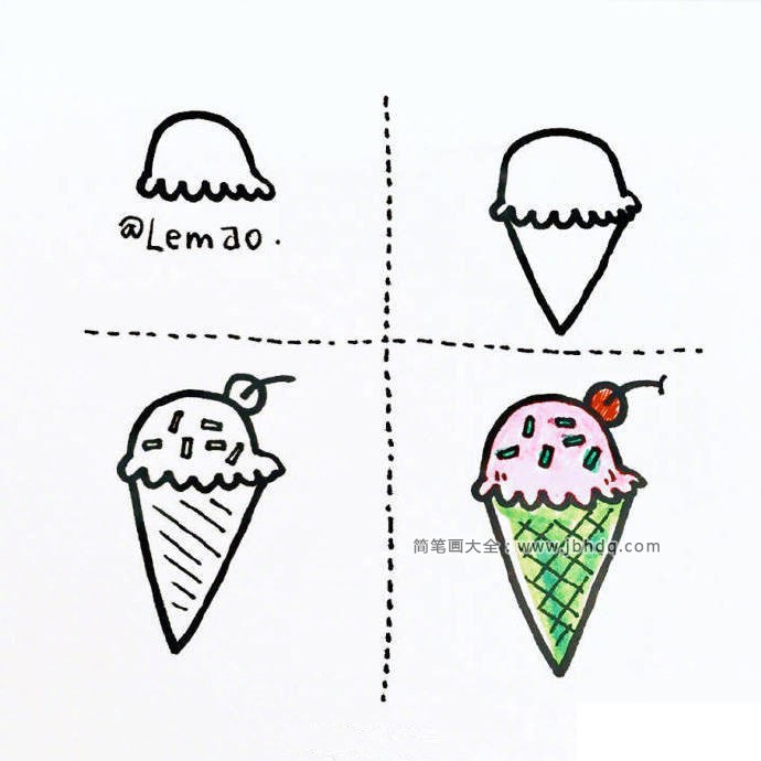 冰淇淋和冰棒的简笔画图片1