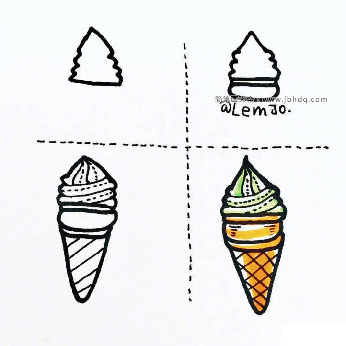 冰淇淋和冰棒的简笔画图片2