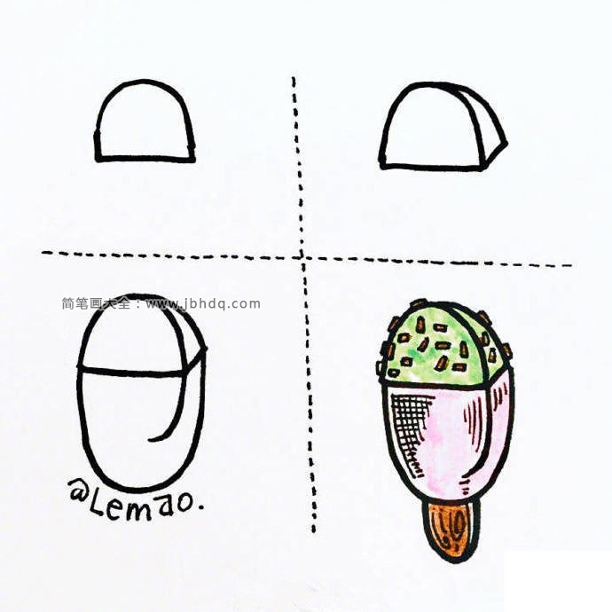 冰淇淋和冰棒的简笔画图片8