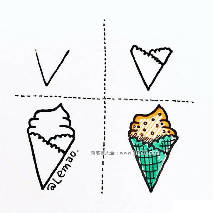 冰淇淋和冰棒的简笔画图片7