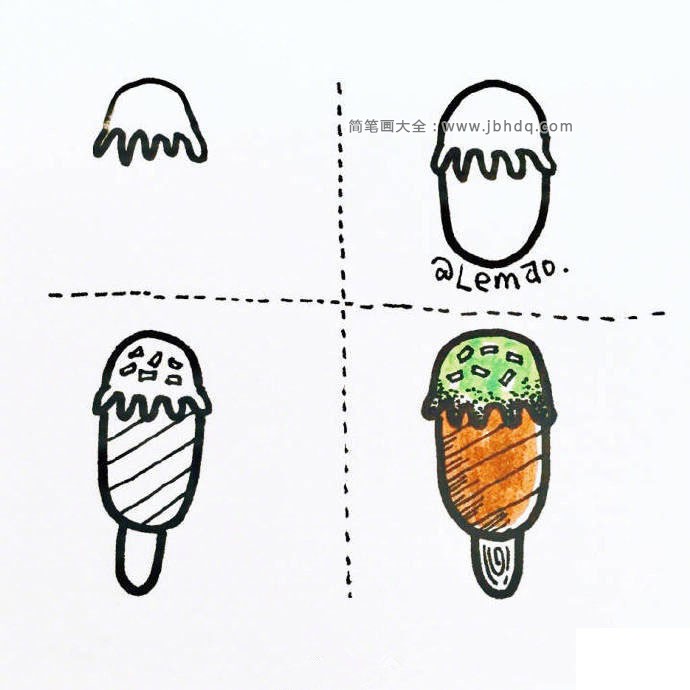 冰淇淋和冰棒的简笔画图片6
